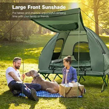 2-Person Compact Portable Tent/Camping Cot w/ Air Mattress & Sleeping Bag 3