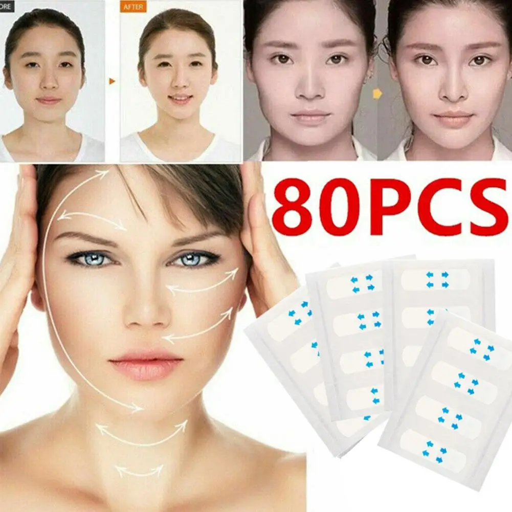 80Pcs Impermeabile V Face Makeup Nastro Adesivo Invisibile Lift Traspirante Face Lifting Mento Sticker Stringere N9L6
