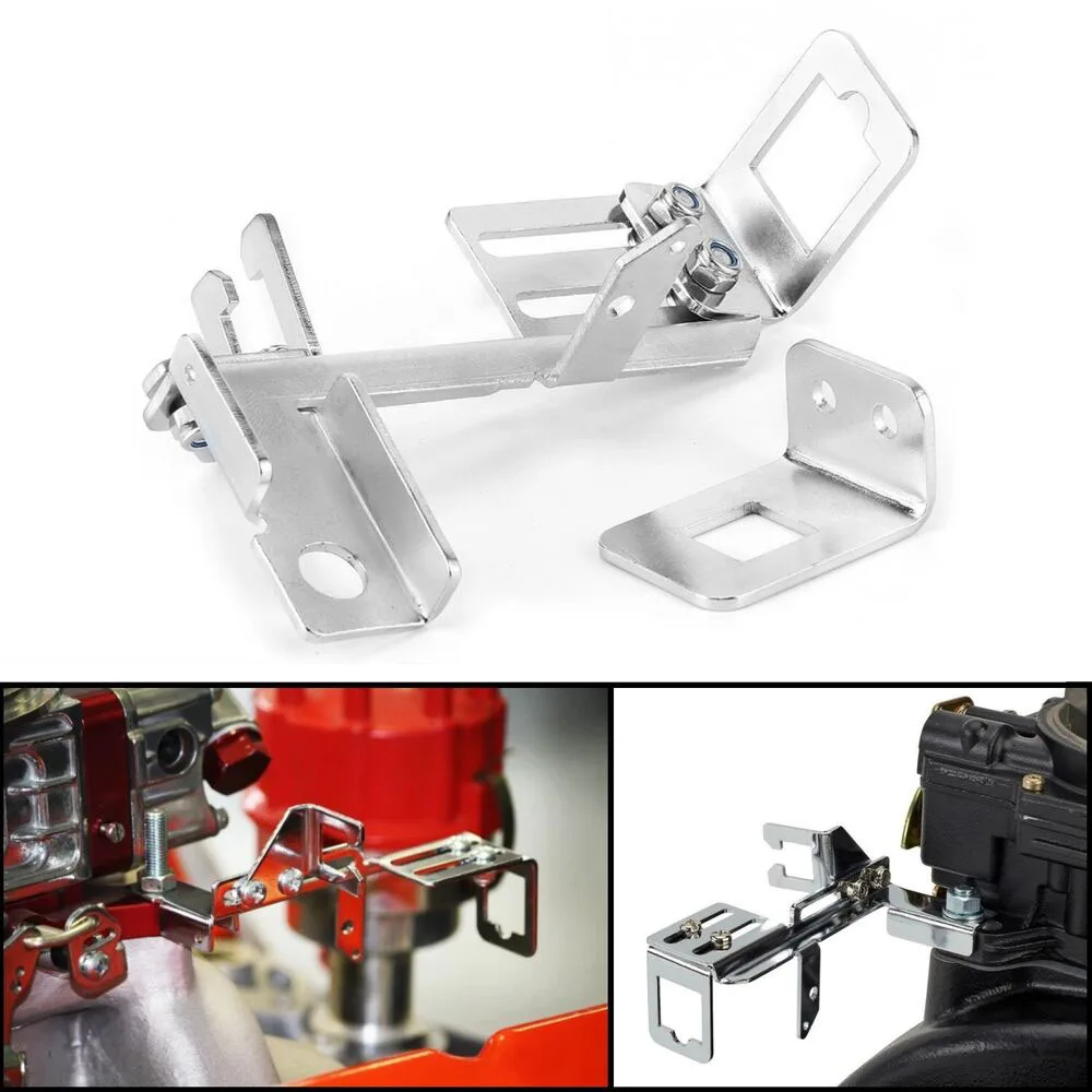 Racing Car Silver Steel GM Throttle Cable Bracket Kickdown Fit for