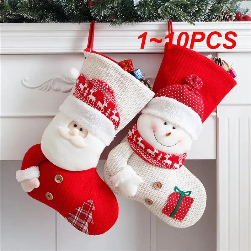 

1~10PCS Christmas Stocking Santa Gift Bag Christmas Socks Ornaments Christmas Decorations For Home Noel Decor Navidad New Year