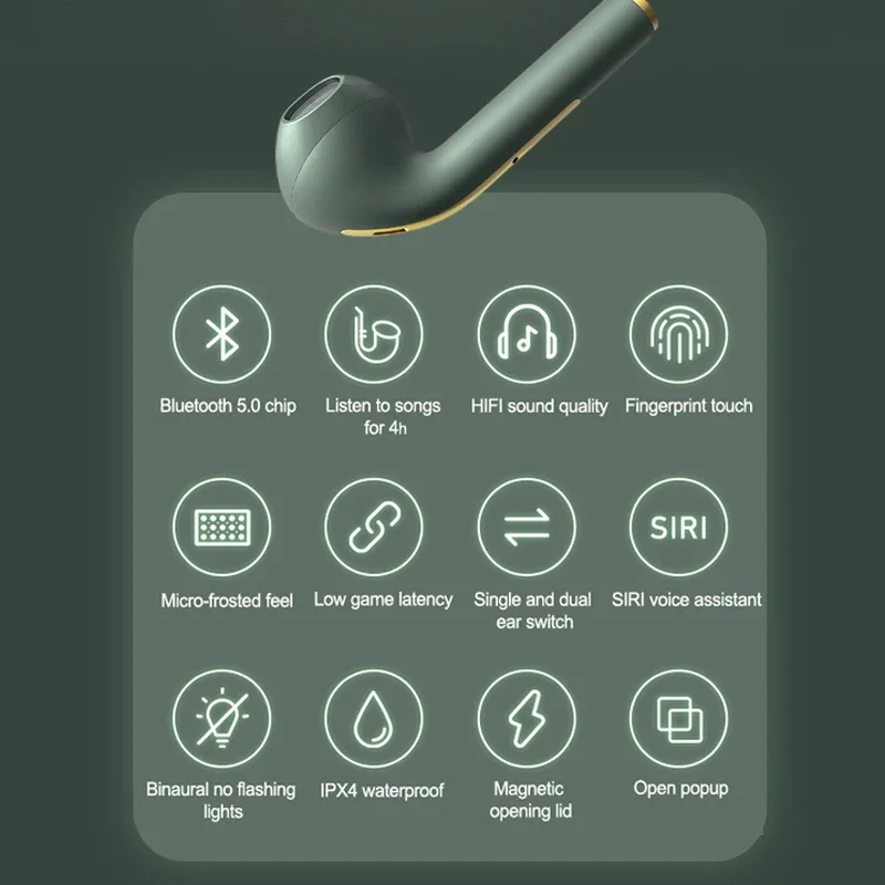 TWS J18 Bluetooth Earphones True Wireless Stereo HIFI Headphone Audio Earbuds Sports Headset With Microphone headphones 6