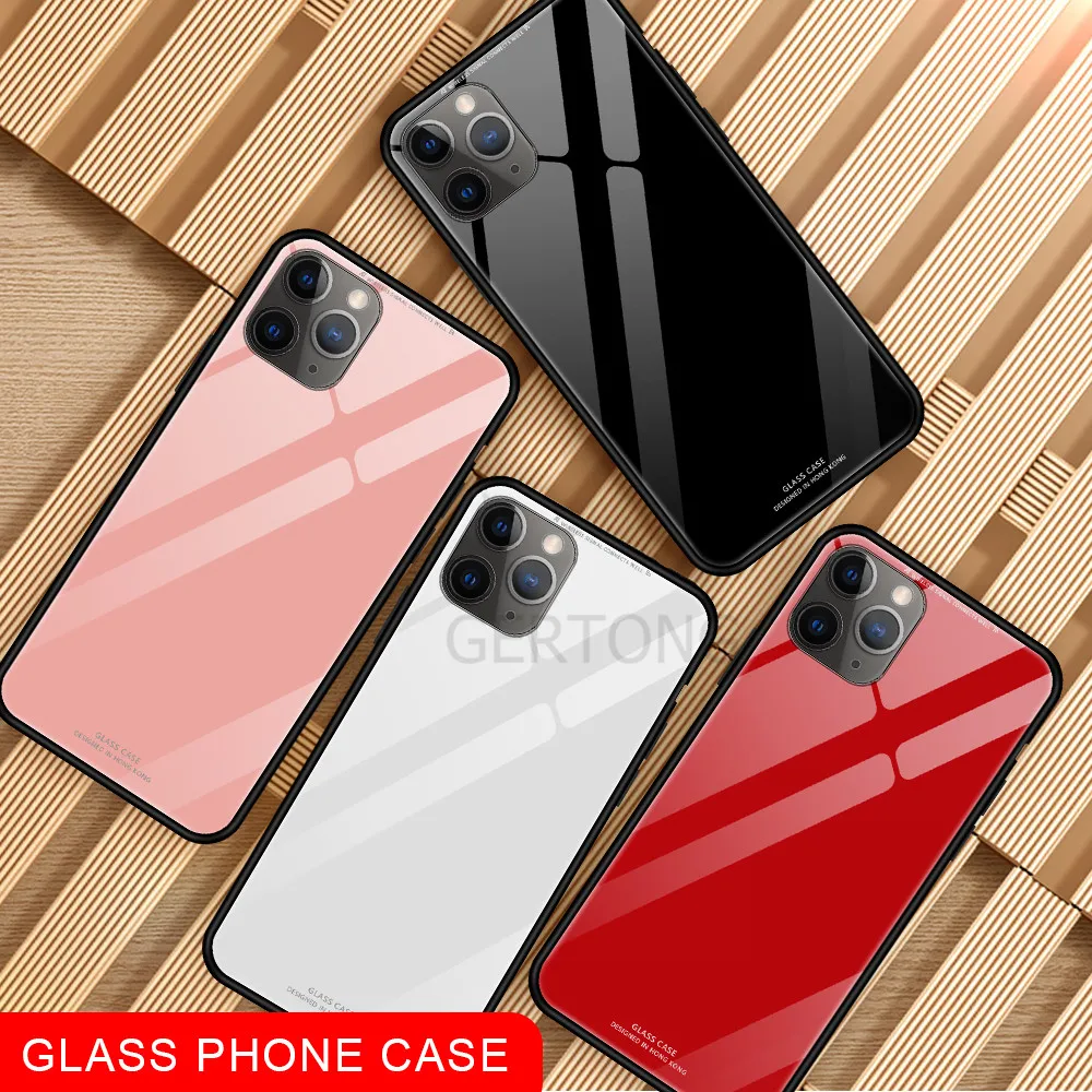 Luxury Back Glass Phone Case For Iphone Xr X Xs Max Se 22 Black Red Case For Iphone 11 12 13 Pro Max 6 6s 7 8 Plus Glass Shell Phone Case Covers Aliexpress