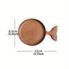 1/4Pcs Japanese Vintage Wooden Fish Trays Dish Solid Wood Sauce Acacia Hand-painted Tableware Dipping Household Commercial 2
