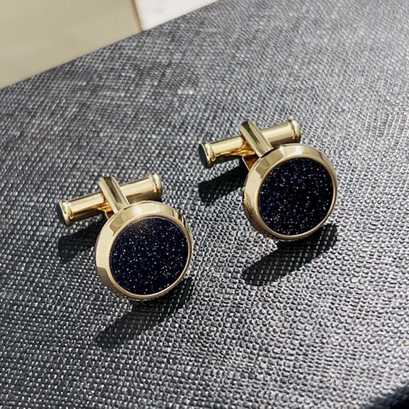 PJS Cuff Links MB Starry Sky Designer 1:1 High Quality Black Man Shirt Cufflinks Classic Buttons With Box Set
