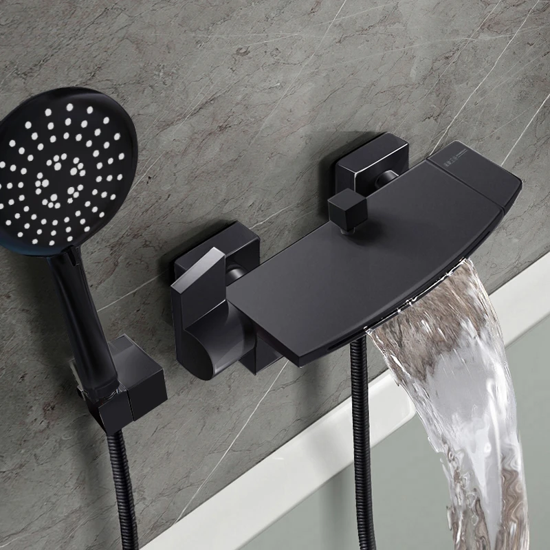 

Kokang Nordic minimalist gun gray wall mounted bathtub faucet Yahei copper waterfall shower faucet D10