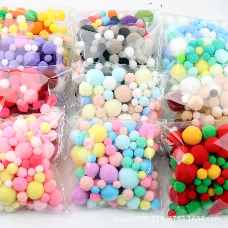 Pom Poms Craft Supplies Fluffy Ball Accessories Multi Size 20g 10mm To 30mm For DIY Wedding Decoration