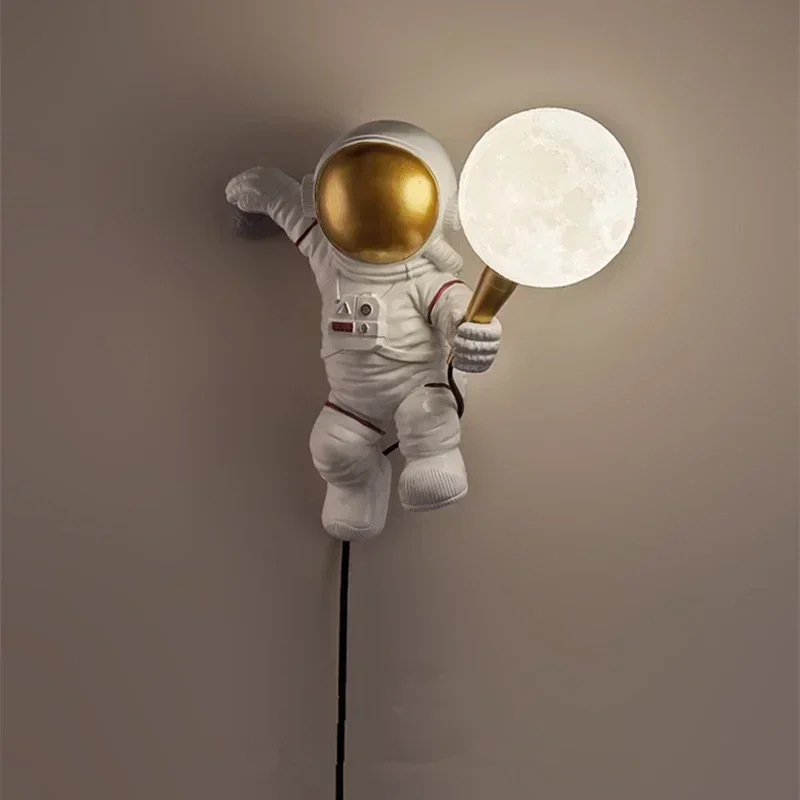 Nordic Personality Moon Astronaut Children's Room Wall Lamp Dining Room Kitchen Bedroom Study Balcony Aisle Led Light Decoration led light led wall lamp wall light