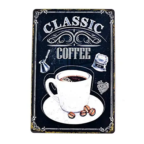 Vintage Retro Metal Tin Sign Classic Coffee Home Bar Kitchen Wall Decor Sign 12X8Inch lindafeeney coffee knowledge retro metal tin sign types of coffee drinks printing poster cafe living room kitchen home art wall