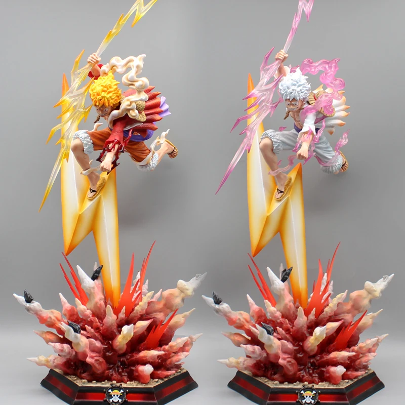 

50CM Anime One Piece Gear 5 Nika Man Luffy Lightning Blast Battle GK Figurine PVC Action Figures Collection Model Doll Toys Gift