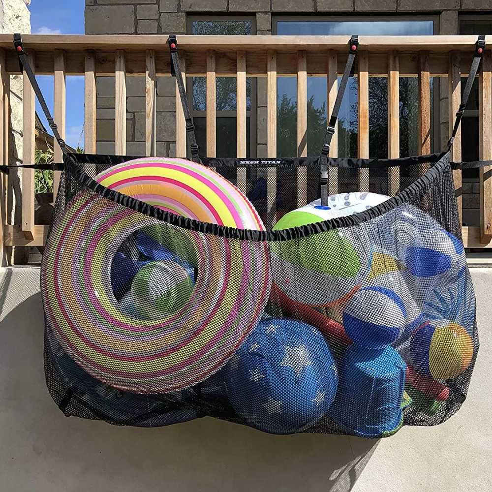 Large Capacity Pool Storage Bag Foldable Mesh Bag Swimming Pool