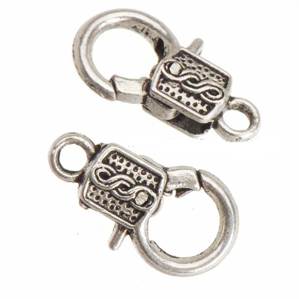 

Ювелирные изделия, весенние застежки, браслеты, веревка, переключающиеся брелоки, крючки, сделай сам, на заказ, переплетенный Квадратный маленький серебристый металл 17*9*5 мм, 30 шт.