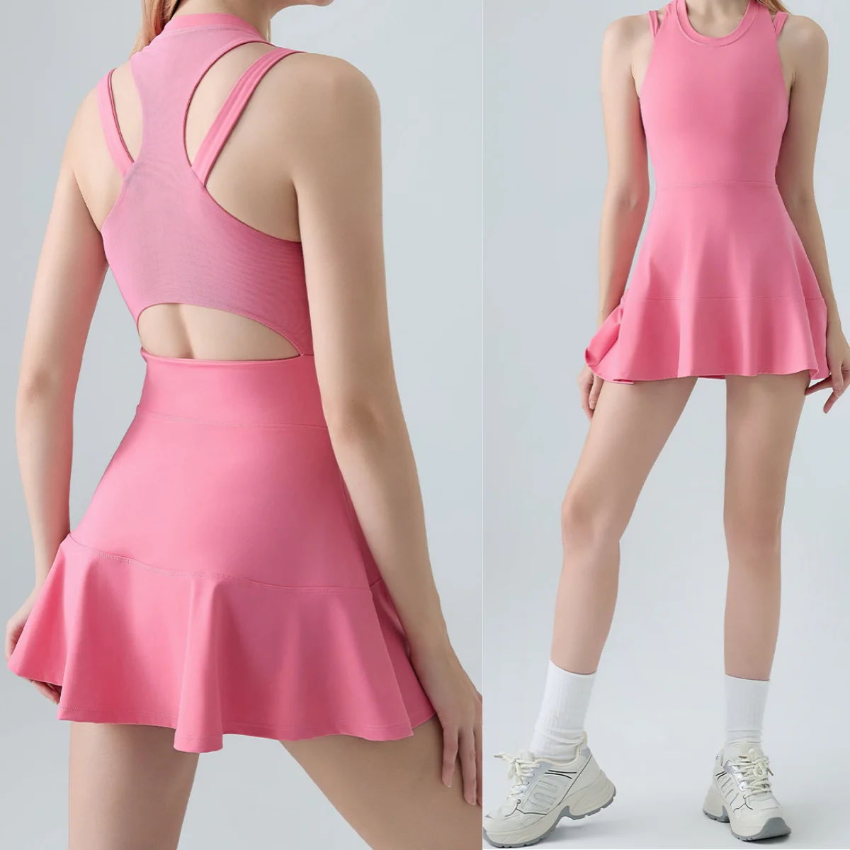 Tennis Dress Female Sleeveless Sport Suits Training Running Fitness Golf Badminton Tracksuits Padded braYoga Skirts sports dress