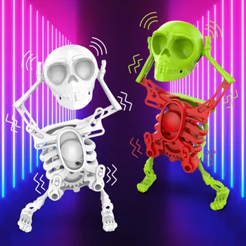 Dancing Skeleton Decor Swinging Left Right Tricking Bone People Model Halloween Party Gift Home Office Spooky Moving Ornament