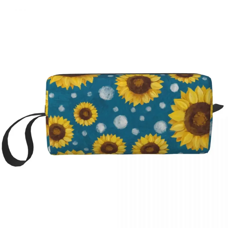 

Custom Fashion Sunflower Flower Travel Cosmetic Bag Women Floral Makeup Toiletry Organizer Lady Beauty Storage Dopp Kit