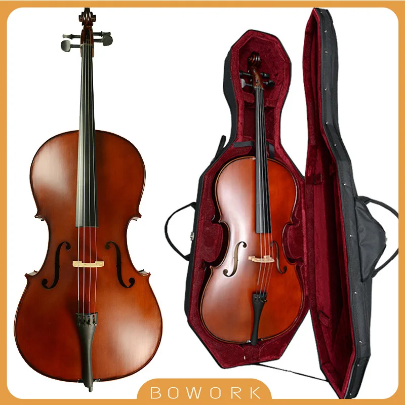 4/4 3/4 1/2 1/4 1/8 artesanal violoncelo solidwood poderoso som spruce topo de bordo volta brazilwood arco carry violoncelo saco rodas caso conjunto