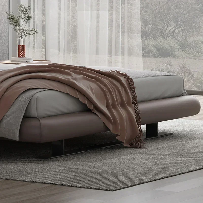 Modern Leather Bed Minimalist Master Bedroom Suspended Bed Personality Fashion High-End Atmosphere