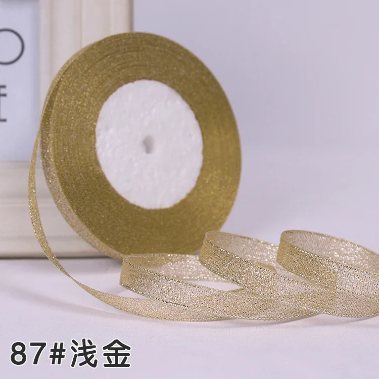 Gold & Silver Glitter Ribbon Set - 6 Sizes, 25 Yards for Gift Wrapping & DIY Crafts