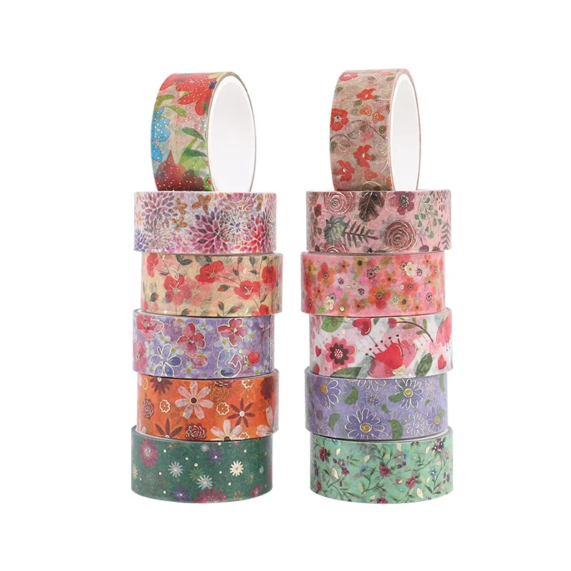 Japanese Style Washi Tape Set - 12pcs Decorative Adhesive for Scrapbooking and Crafts