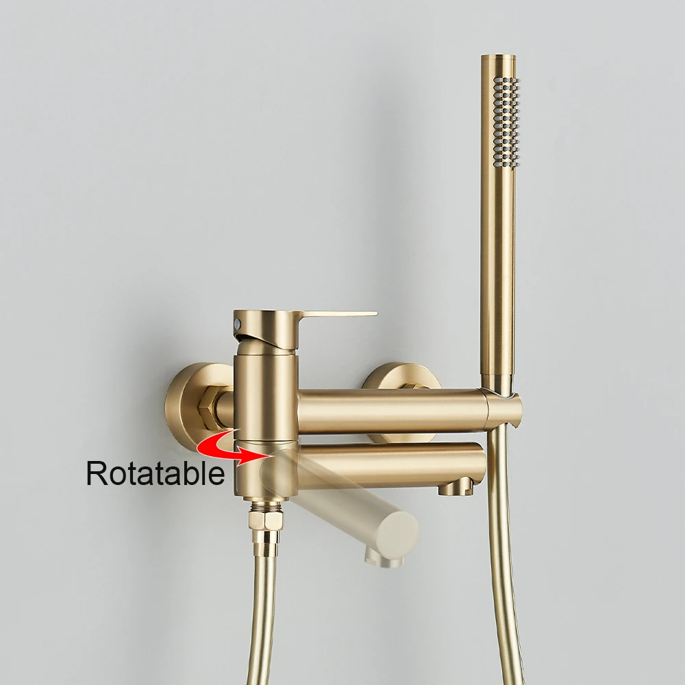 Bushed Gold Waterfall Bathtub Faucet Hot Cold Water Mixer Tap Bathroom Bathtub  Faucets Wall-mounted Black Faucet 2