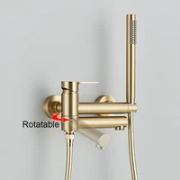 Bushed Gold Waterfall Bathtub Faucet Hot Cold Water Mixer Tap Bathroom Bathtub  Faucets Wall-mounted Black Faucet 2