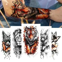 1/8PCSWaterproof Temporary Tattoo Sticker tiger lion Fake Tatto Flash Tatoo  Arm tatouage for Girl Woman Man
