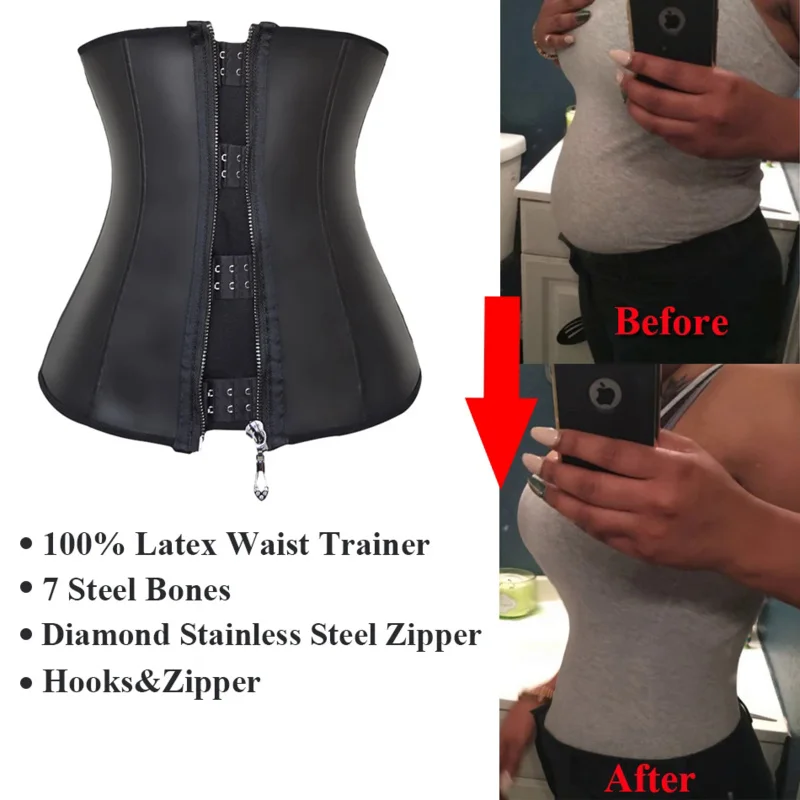 modeling strap Zipper waist trainer corset latex waist cincher underbust body shapewear women slimming sheath belly girdle fajas body shaper,waist trainer,waist corset