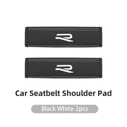 Leather Car Seat Safety Belt Cover Shoulder Protector - Auto Accessories (WBlack - 2pcs)