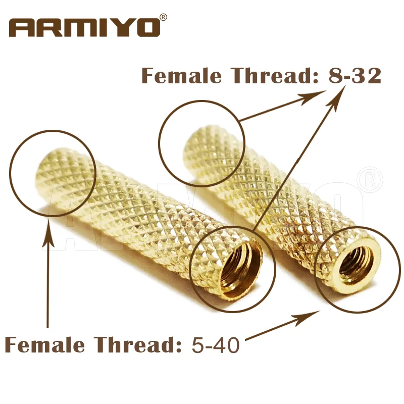 Description Picture 2 of itemArmiyo 2pcs/lot Solid Brass Female Thread 8-32 M3 5-40 Gun Brush Cleaning Rod Conversion Adapter Tactical Hunting Accessories