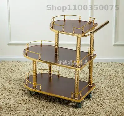 Restaurant double-decker wine cart hotel mobile trolley food delivery cart commercial tea dessert 4s shop snack