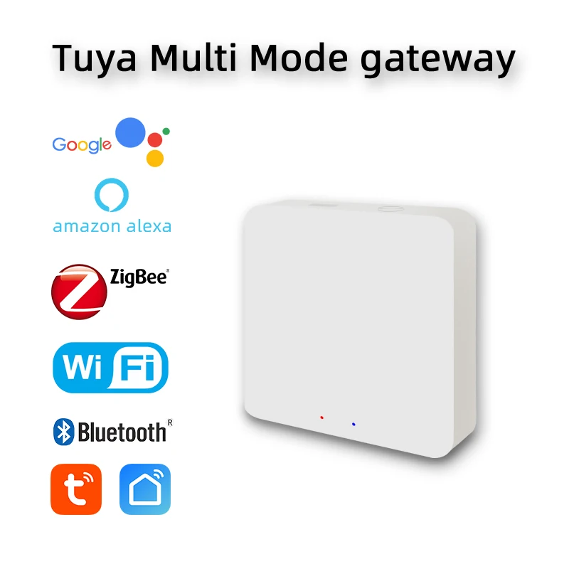 Front view of Tuya Smart Home Gateway with indicator lights and compact design