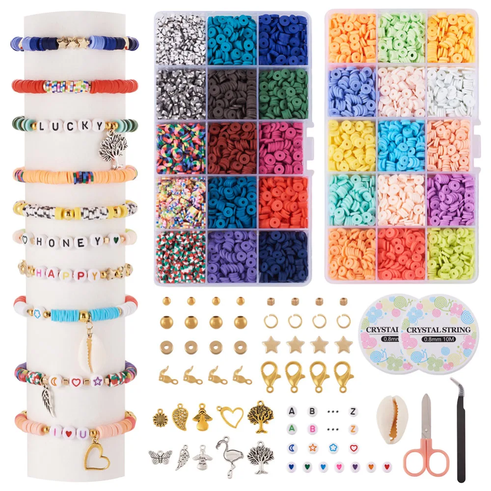 Kit de perles plates Heishi en argile, 2933 pièces, pour Bracelets et  colliers faits à la main