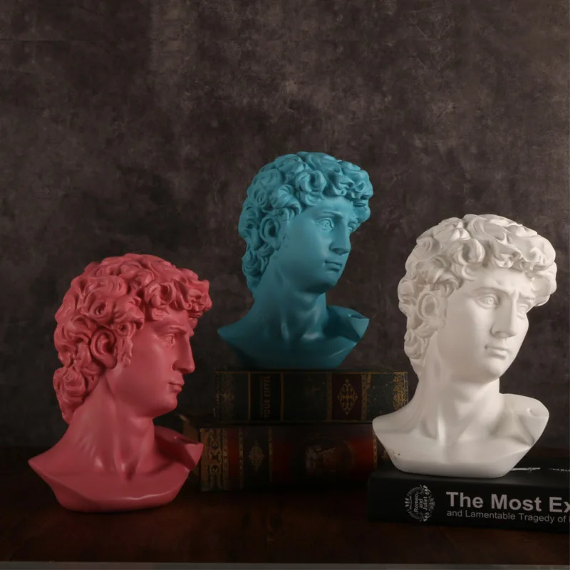 

David Sculpture Nordic Artistic Figure Head Portrait Plaster Small Ornaments Creative Table Decorations