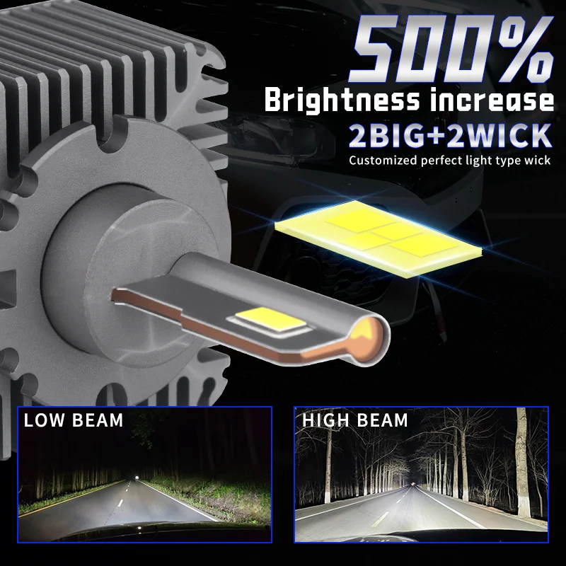 D1S D3S D2H Universal Modified Headlights Turbo LED 6000K Bulbs 30000LM 12v power supply directly connected