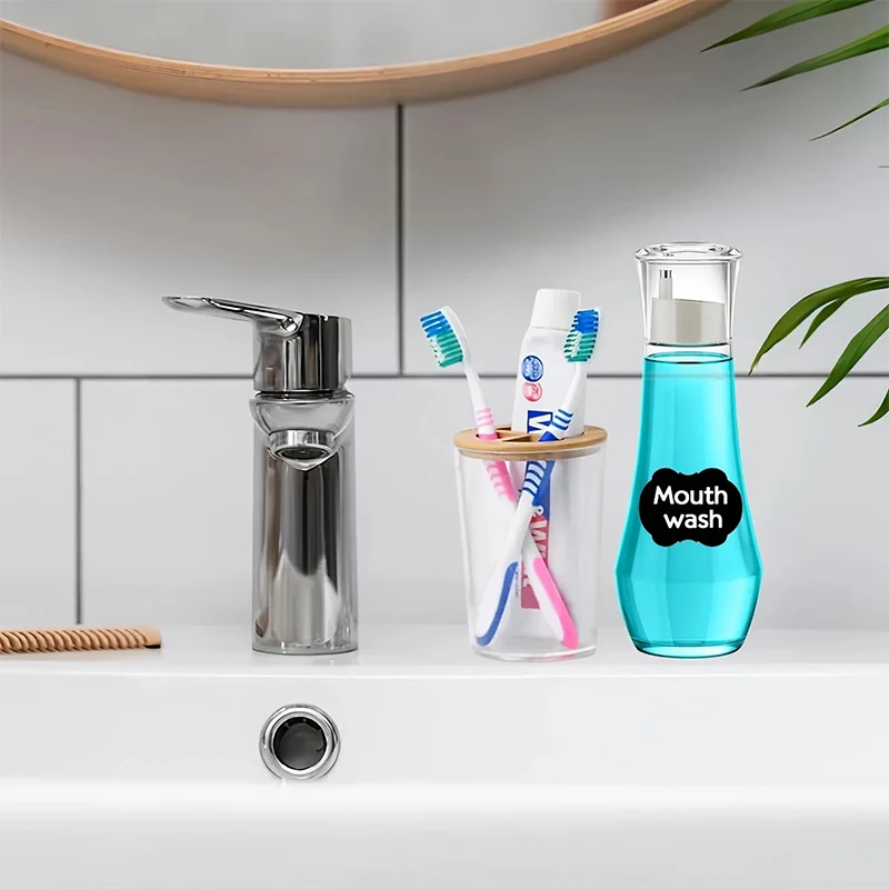 Refillable Glass Mouthwash Dispenser With Lid 5.07/8.79oz Clear Bathroom Countertop Container For Easy Portability mouthwash dispenser mouthwash dispenser bottle
