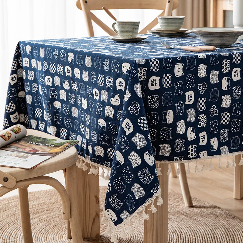 

Wind rectangular retro dormitory student desk tablecloth cartoon