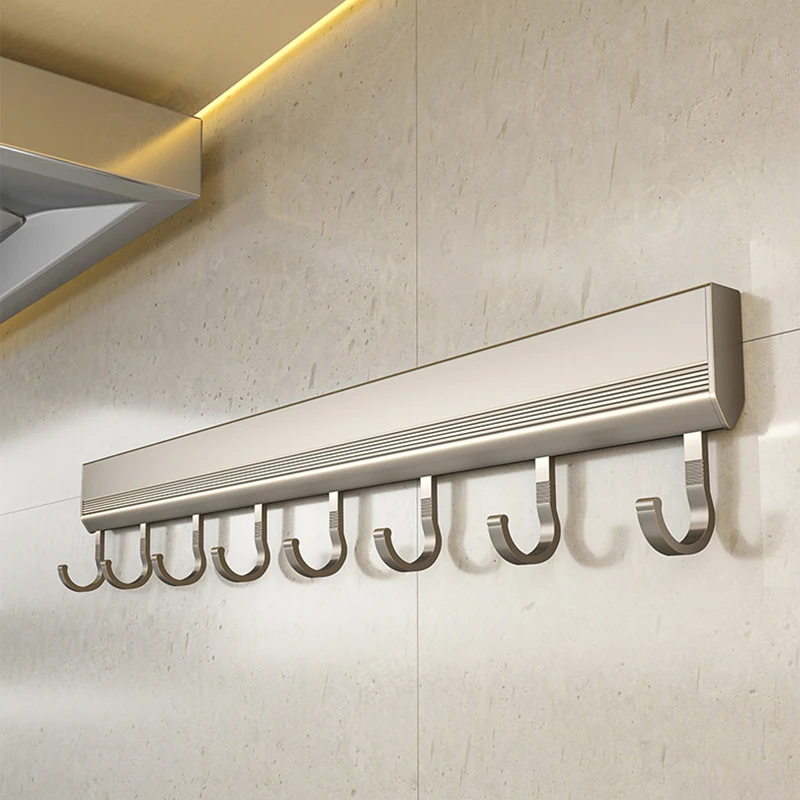 ชั้นวางตะขอในครัว ชั้นวางติดผนังแบบไม่เจาะรู พื้นที่ห้องน้ํา ตะขออลูมิเนียม ตะขอแถวเก็บของอเนกประสงค์ 1