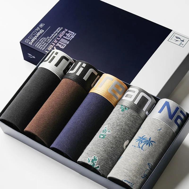 

Боксеры мужские из чистого хлопка, нижнее белье, дышащие антибактериальные шорты, модные трусы, 5 шт./лот, большие размеры