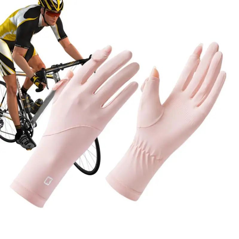 

Lady Sunscreen Ice Silk Gloves Female Summer Sun Protection Gloves Fashion Cycling Driving Running Mittens Thin Anti-UV Gloves