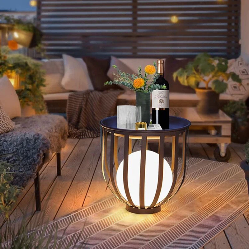 Modern Garden Tea Table Light Waterproof Lawn Lamp Solar Energy LED Landscape Lamp Outdoor Atmosphere Floor Lighting 5