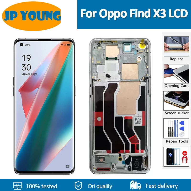 Оригинальный AMOLED дисплей 6,7 дюйма для Oppo Find X3 CPH2173, ЖК-дисплей, сенсорная панель, дигитайзер для Oppo Find X3 Pro PEEM00, сенсорный экран