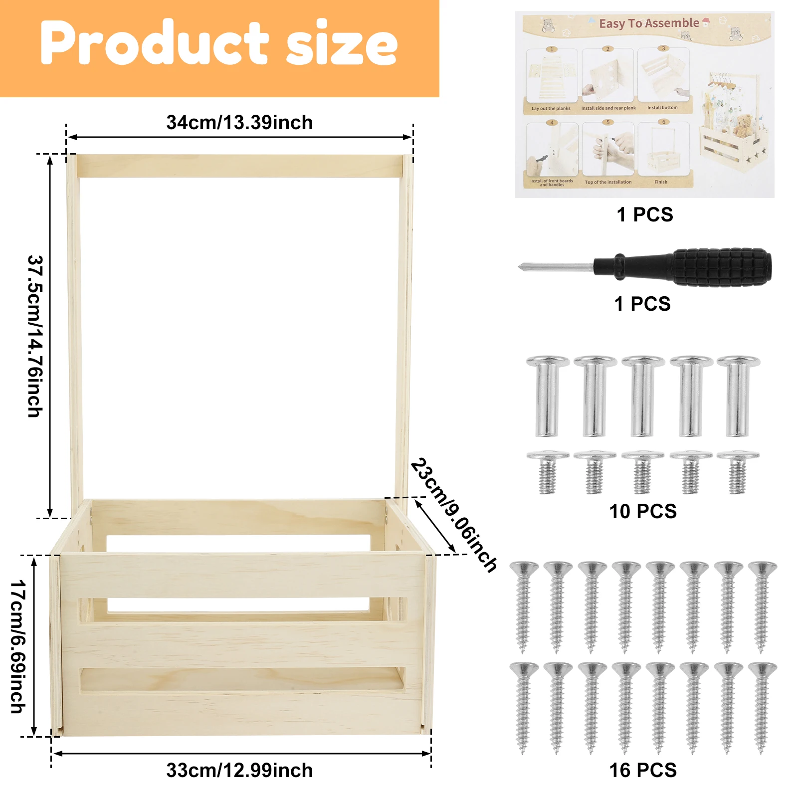 Baby Shower Crate Closet Wood Baby Shower Basket with Portable Handle Decorate Large Capacity Toy Storage Basket for Bathroom 6