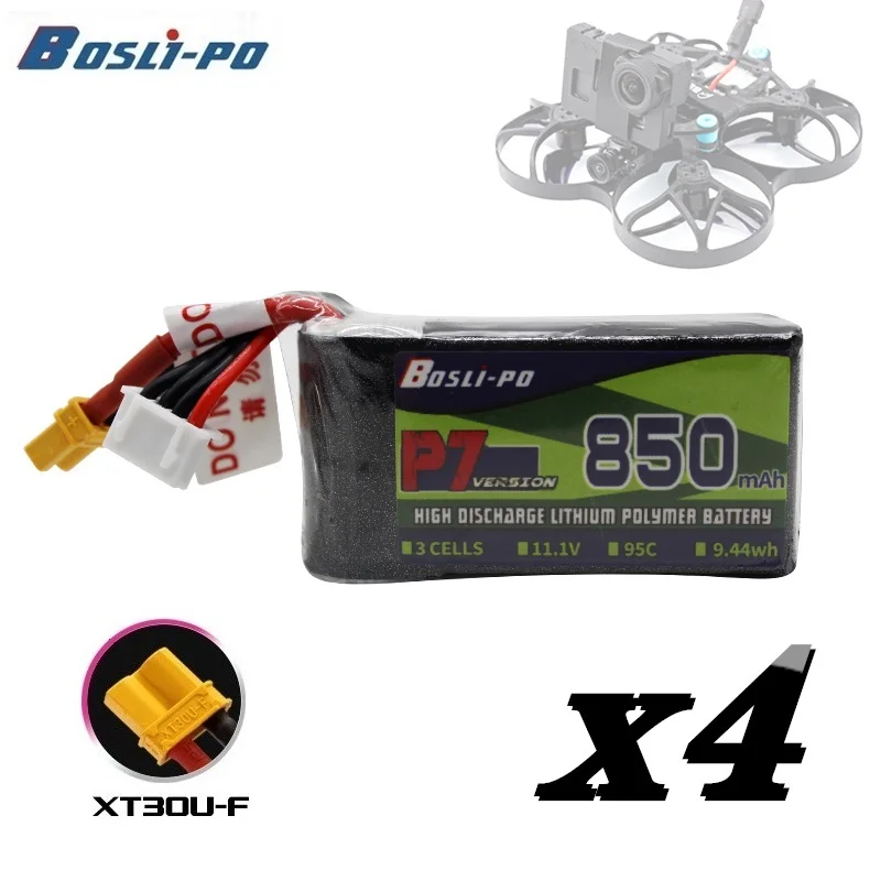 

4Pcs 95C 3S 11.1V 850mAh LiPo Battery With XT30 Plug For RC Helicopter Quadcopter FPV Racing Drone Parts Rechargeable Battery