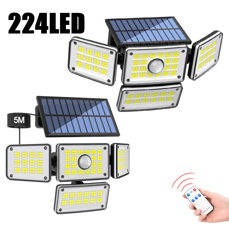 luz Solar LED Lights With Four Rotating Heads Human Body Sensing Outdoor Waterproof Street Road Lightings Garage Yard Wall Lamps rotating electric universal airliner model music led lights 360° rotation kids toy aircraft boys girls birthday christmas gift