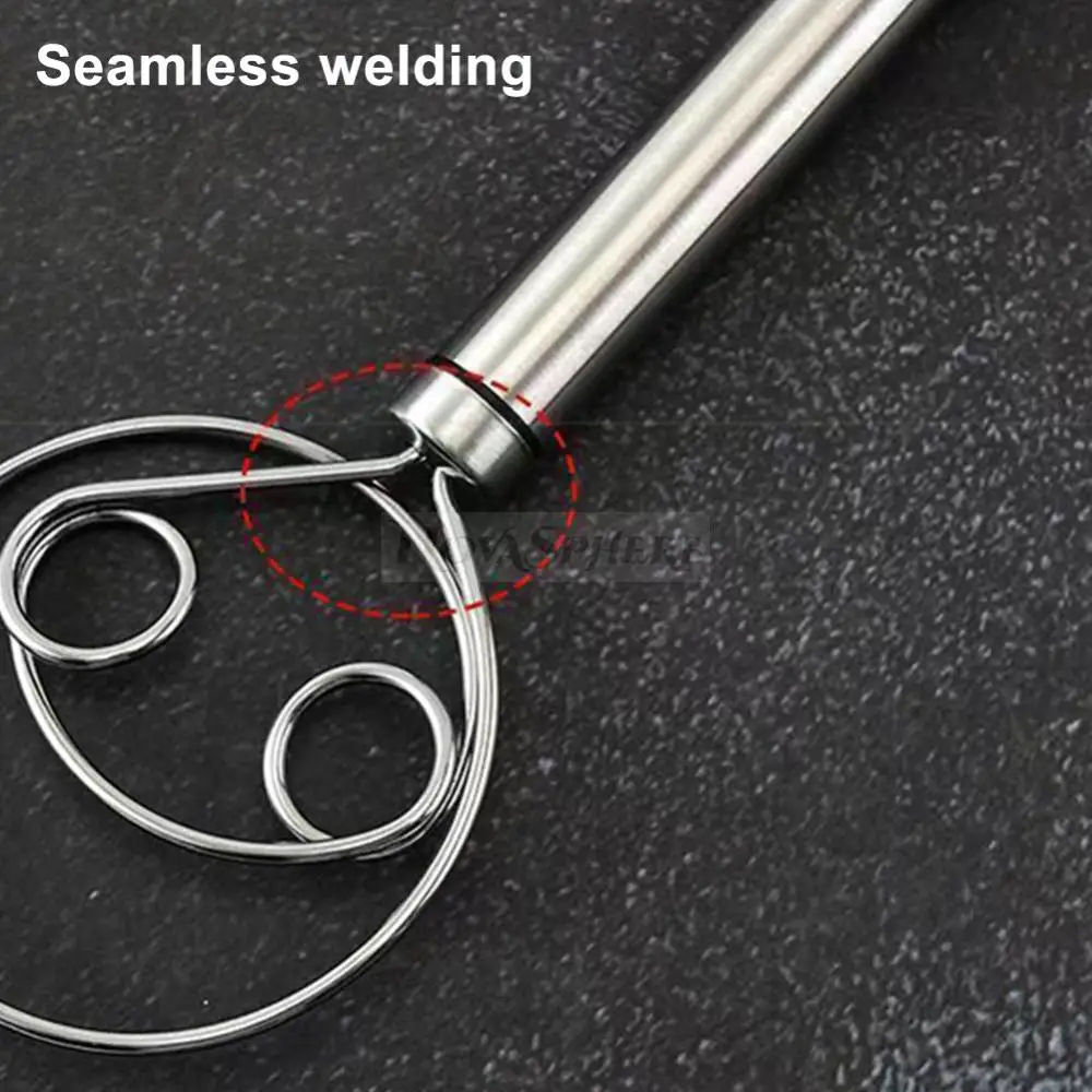 Double Circle Dough Whisk Stainless Steel Flour Hand Mixing Stick Manual Egg Beater Handheld Mixer Bread Pizza Cake Kitchen Tool