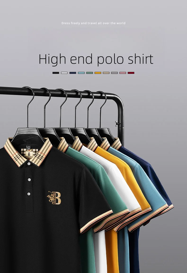 Modisches Luxusmarken-Poloshirt für Herren, kurzärmelig, luxuriös, neu, mit Reitmotiv bestickt, lässig, bequem, atmungsaktiv, Sommer-T-Shirt – Detail 3