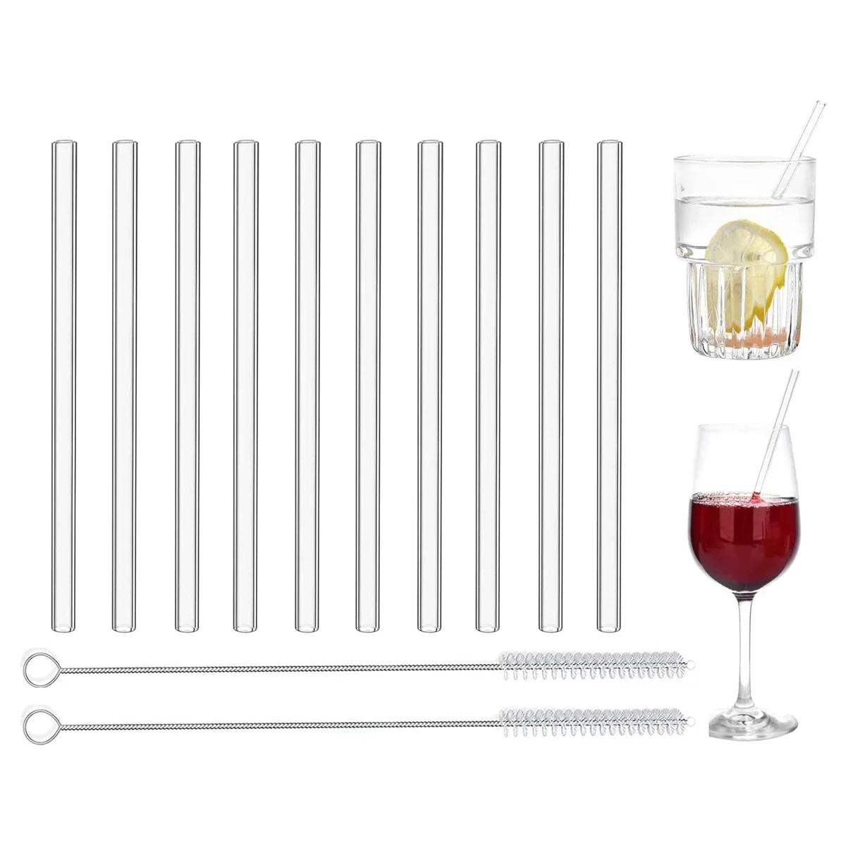 Description Picture 2 of item15cm Short Glass Straws Clear Drinking Straws for Cocktails Whiskey Coffee Bar Party Straight Bent Reusable Straws Barware