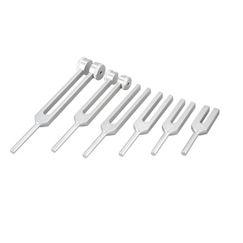 6Pcs/Set 128Hz 256Hz 512Hz 1024Hz 2048Hz 4096Hz Tuning Fork With Hammer For Tuning Fork Kit Healing Sound Vibration Tool 6