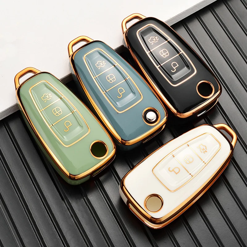 Hot Tpu Car Folding Key Case Cover Bag Portachiavi Per Ford Focus C-Max S-Max Galaxy Mondeo Ranger Transit Tourneo Custom Protector