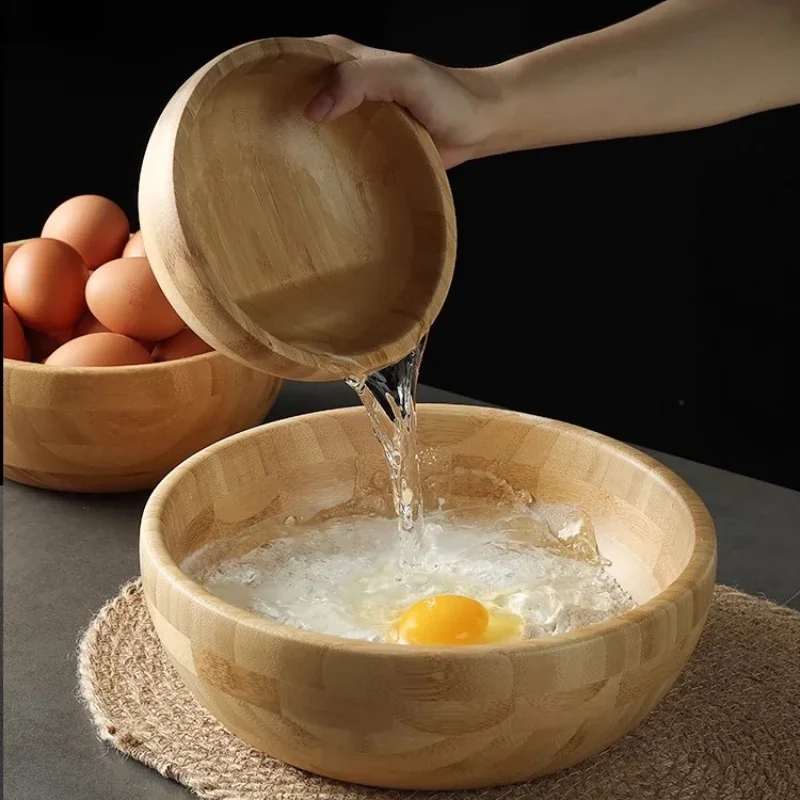 Japanese Salad Wooden Bowl Large Bamboo Bowl Stirring Powdered Mask Chinese Medicine Noodle Noodle Ramen Tableware