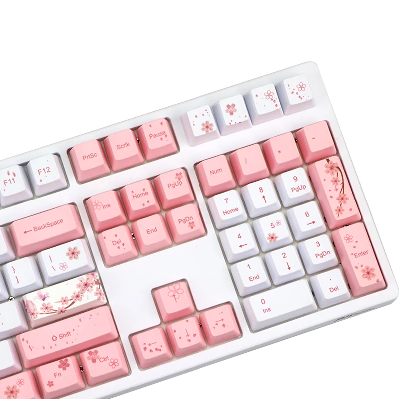 Corante Subbed Pbt Keycap 72 122 Chaves Oem Perfil Keycaps para mx Switches Dz60 Gk64 Tkl87 96 108 Teclado Sakura Keycap - Imagem 4